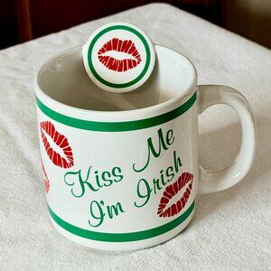 Vintage Russ Berrie Kiss Me I’m Irish Mug Spoon Rest St Patrick’s Day NOS